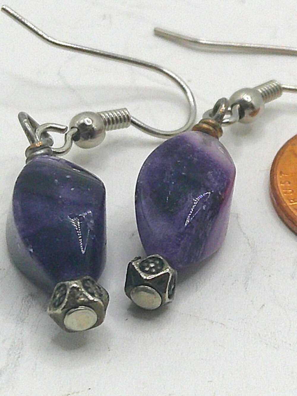 Amethyst Faceted Stone Dangle on a Silver Hook
